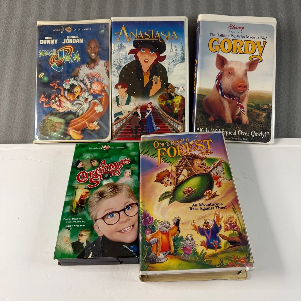 VHS space jam Anastasia Gordy once upon forest Christmas story